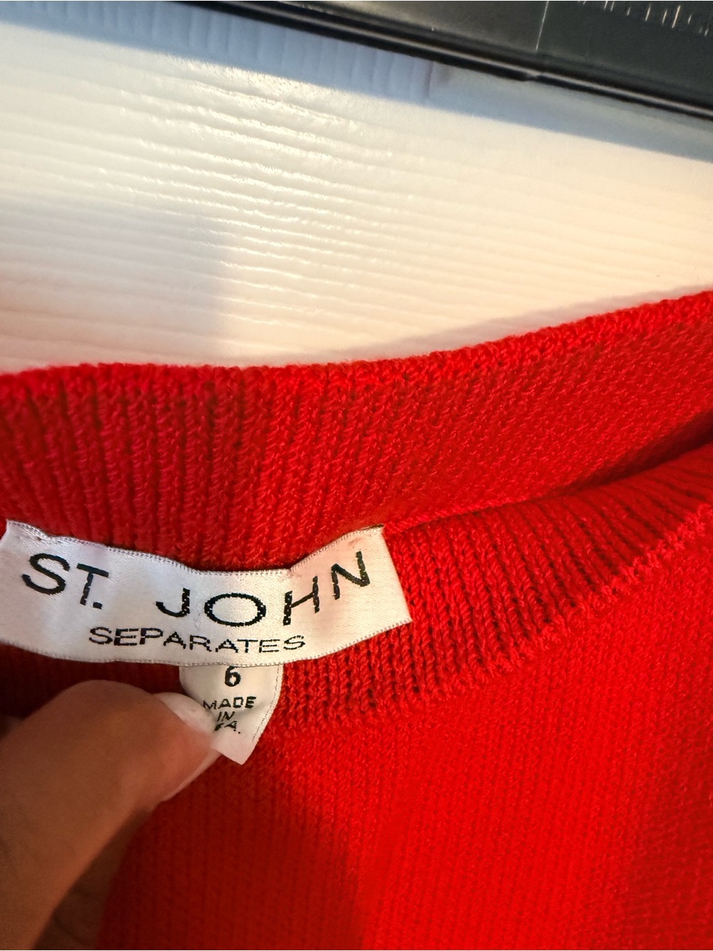 St. John Bright Red Crewneck Sweater - Women's Knit